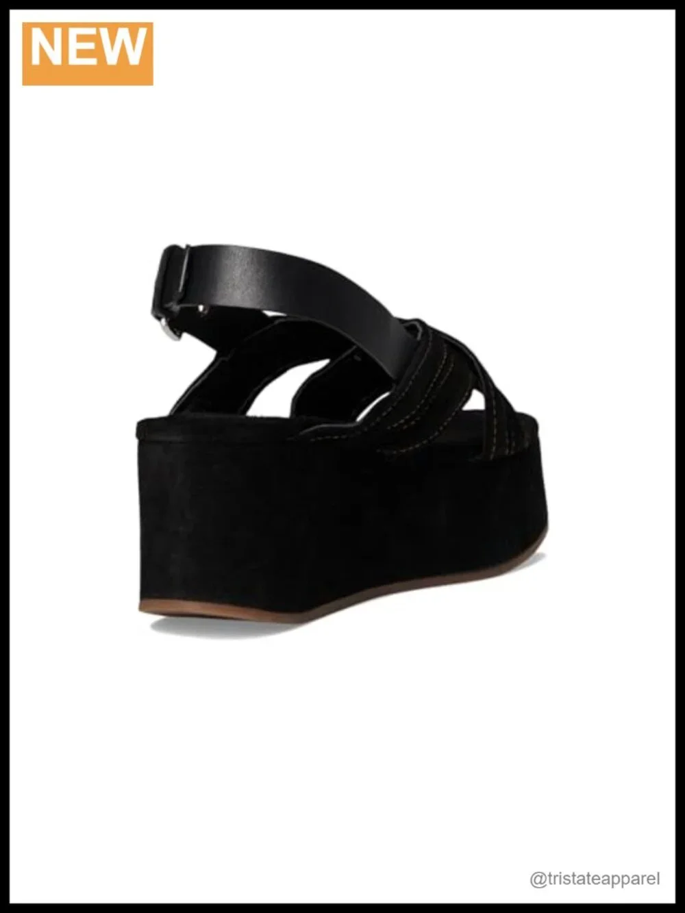 Crisscross Leather Slingback Platform Sandals Adjustable Buckle